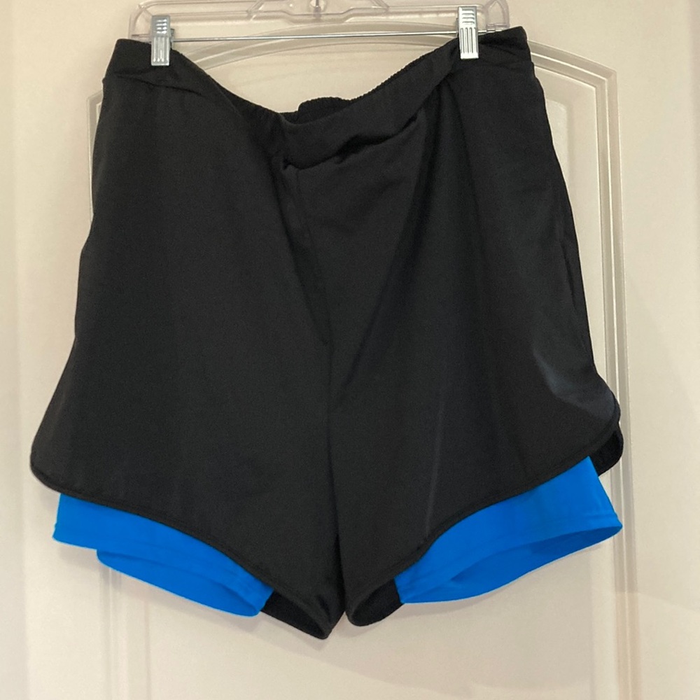 Swimsuits For All Black and Blue Athletic Shorts Moisture-Wicking Design